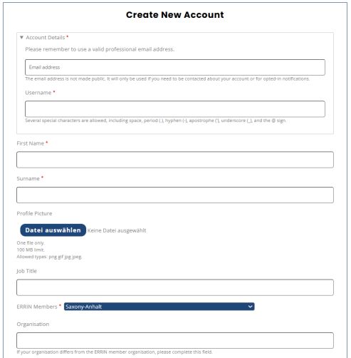 Bild create a new account Bild create a new account